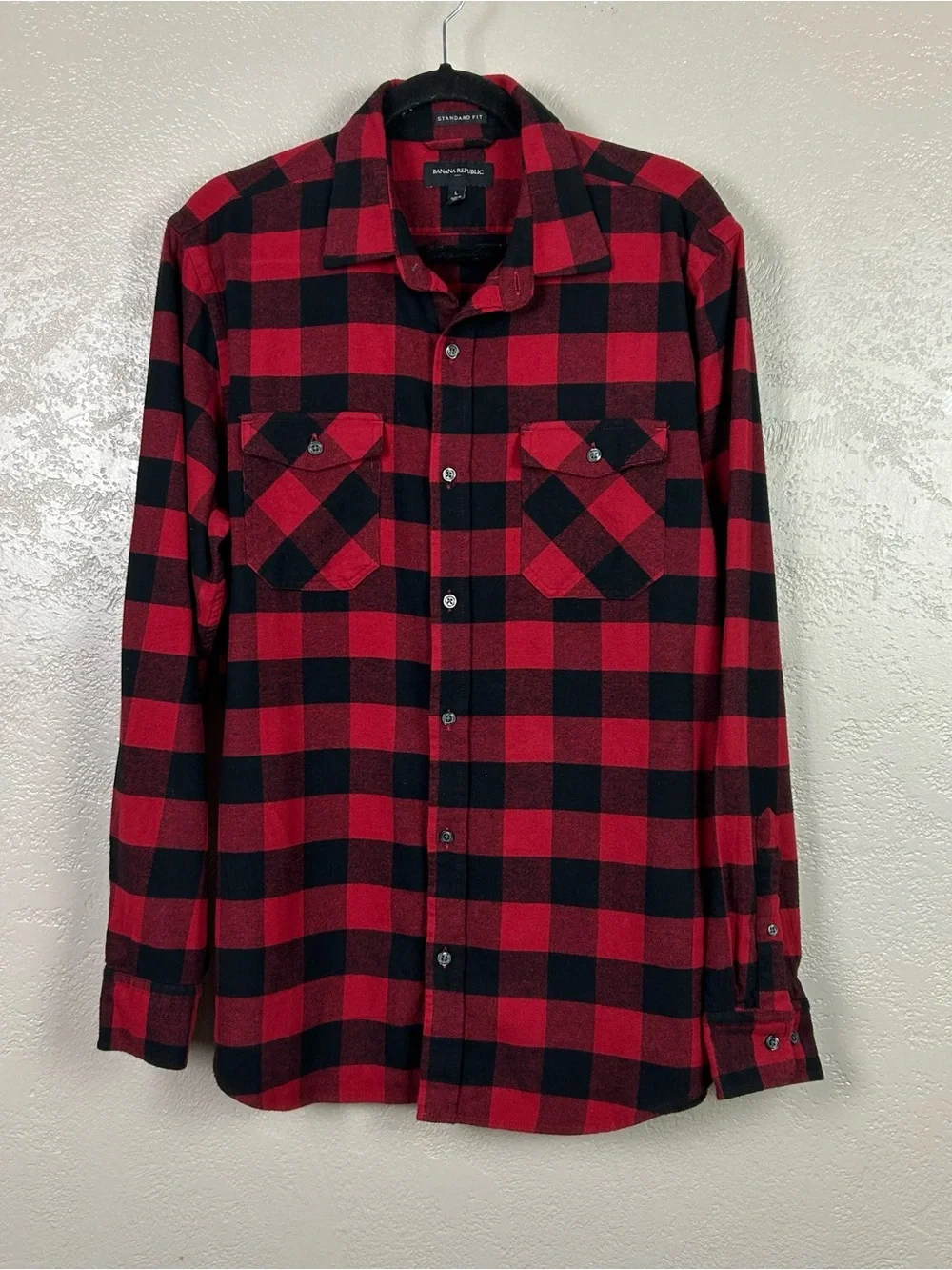 Banana Republic flannel Red and Black Buffalo Plaid Button-Down Shirt